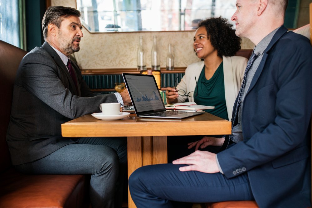 lawyer consulting with clients